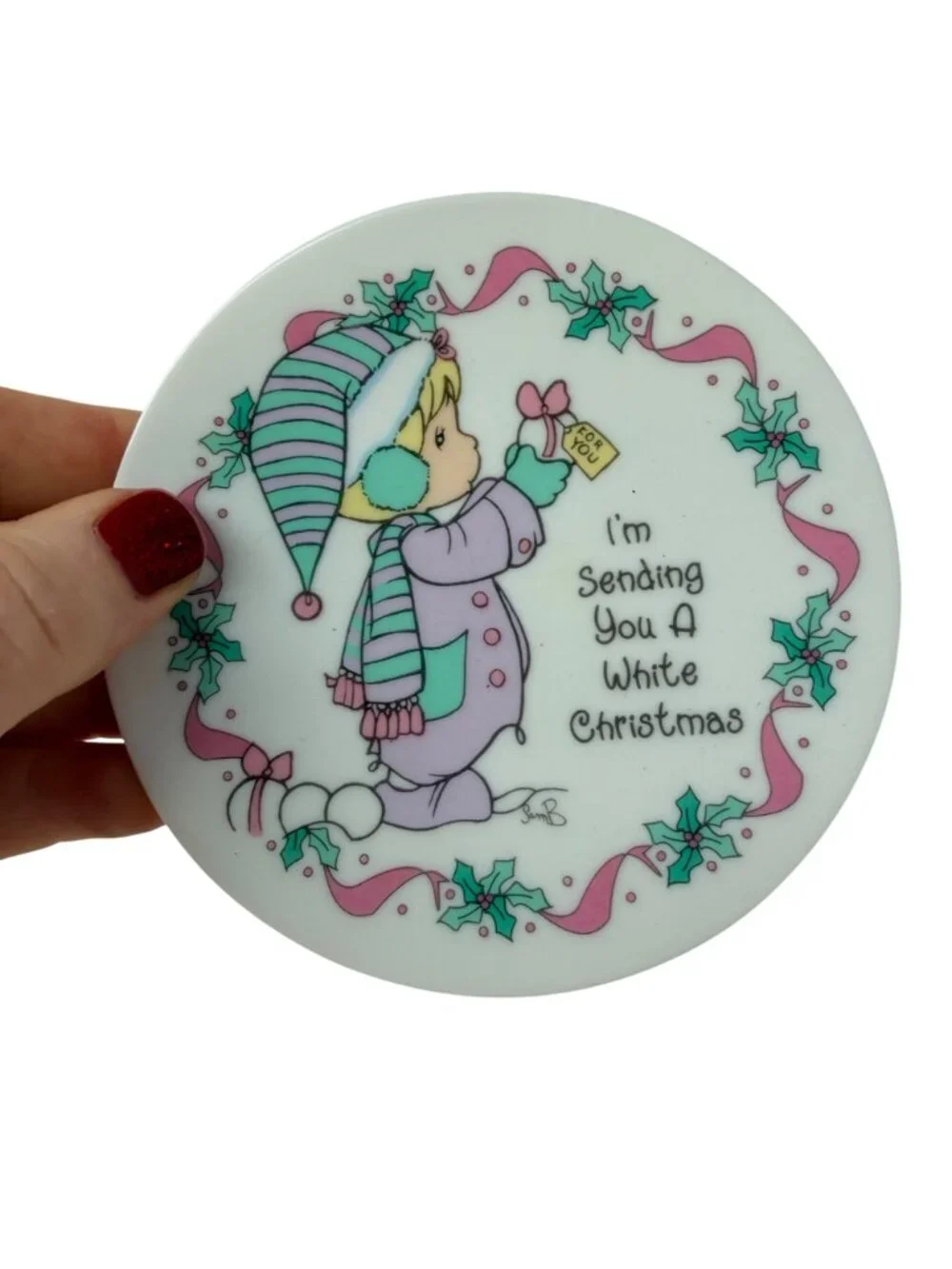 Precious Moments Christmas Plates Ornament Set Porcelain Easel Display 1990s‎